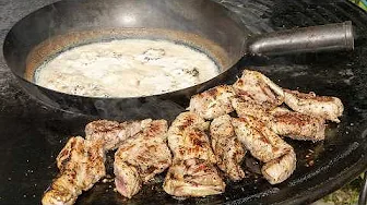 Three ingredients and a cool soup is ready. Simple country soup with cauliflower, cream and grill...