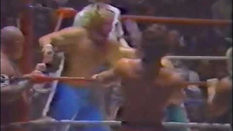 1983 03 28 Dutch Mantel, Steve O & The Fabs vs Adrian Street, Jesse Barr & Sheepheders