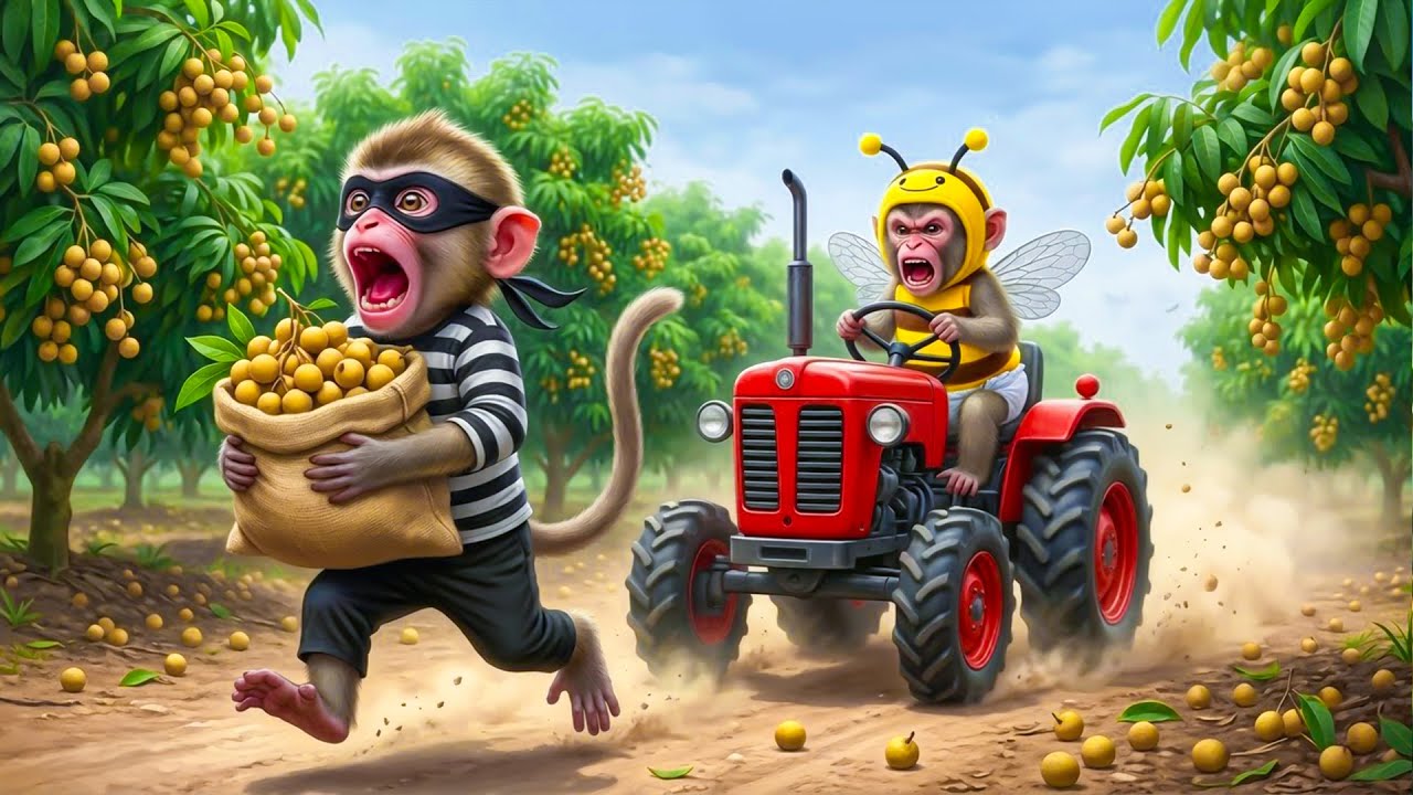 🔥🐒 Monkey Longan Harvest Turns Into CHAOS! He Spots a Farm Thief and Starts a Wild Chase! 🍈🚨💥