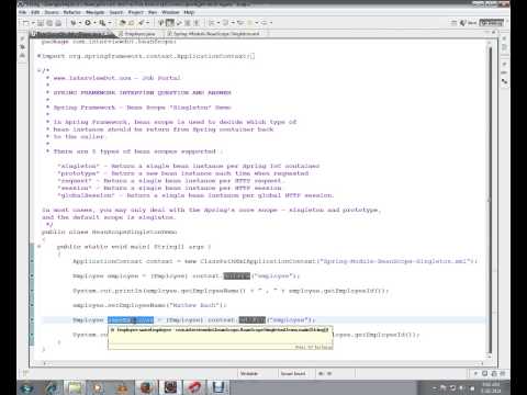 SPRING FRAMEWORK SINGLETON BEAN SCOPE DEMO ECLIPSE