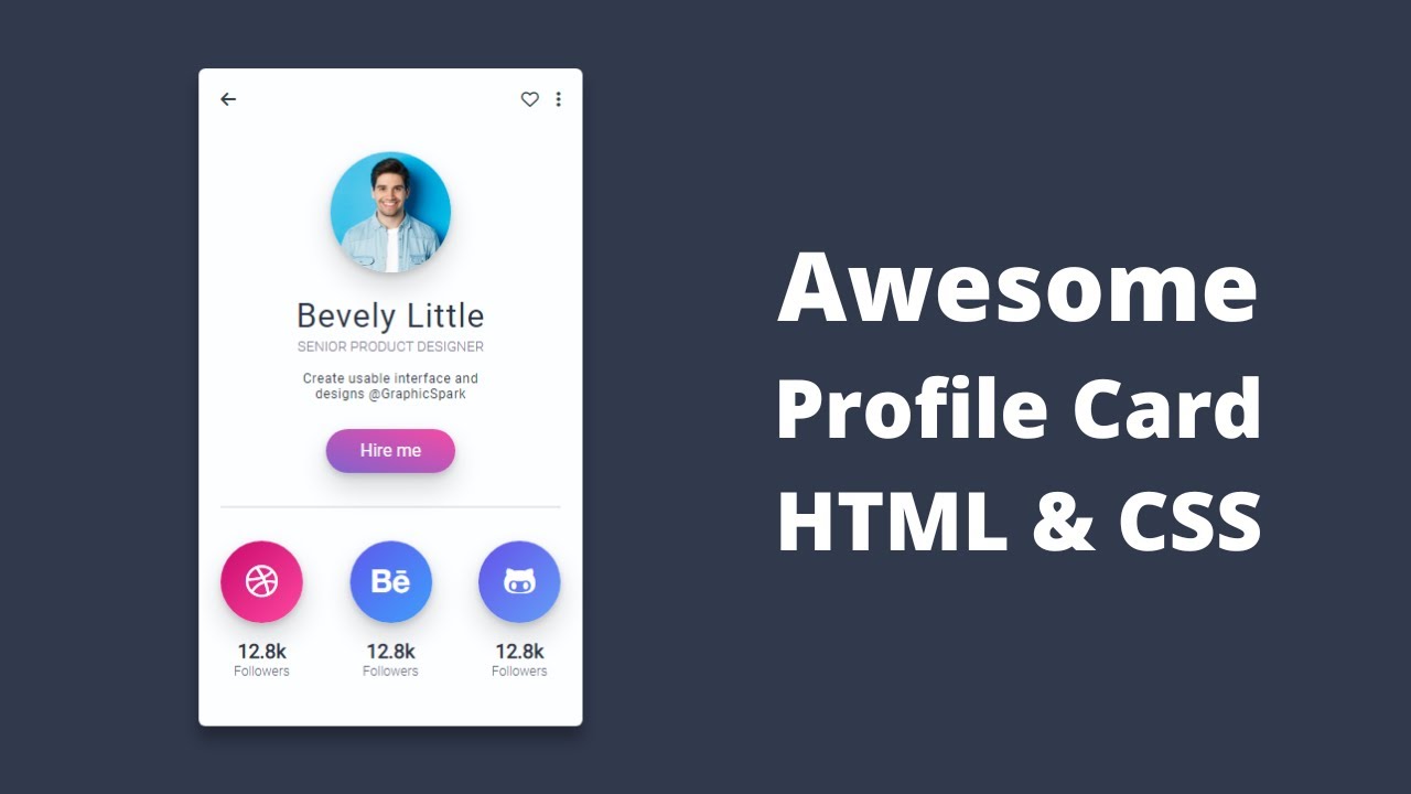 Professional Looking Profile Card using HTML and CSS - YouTube