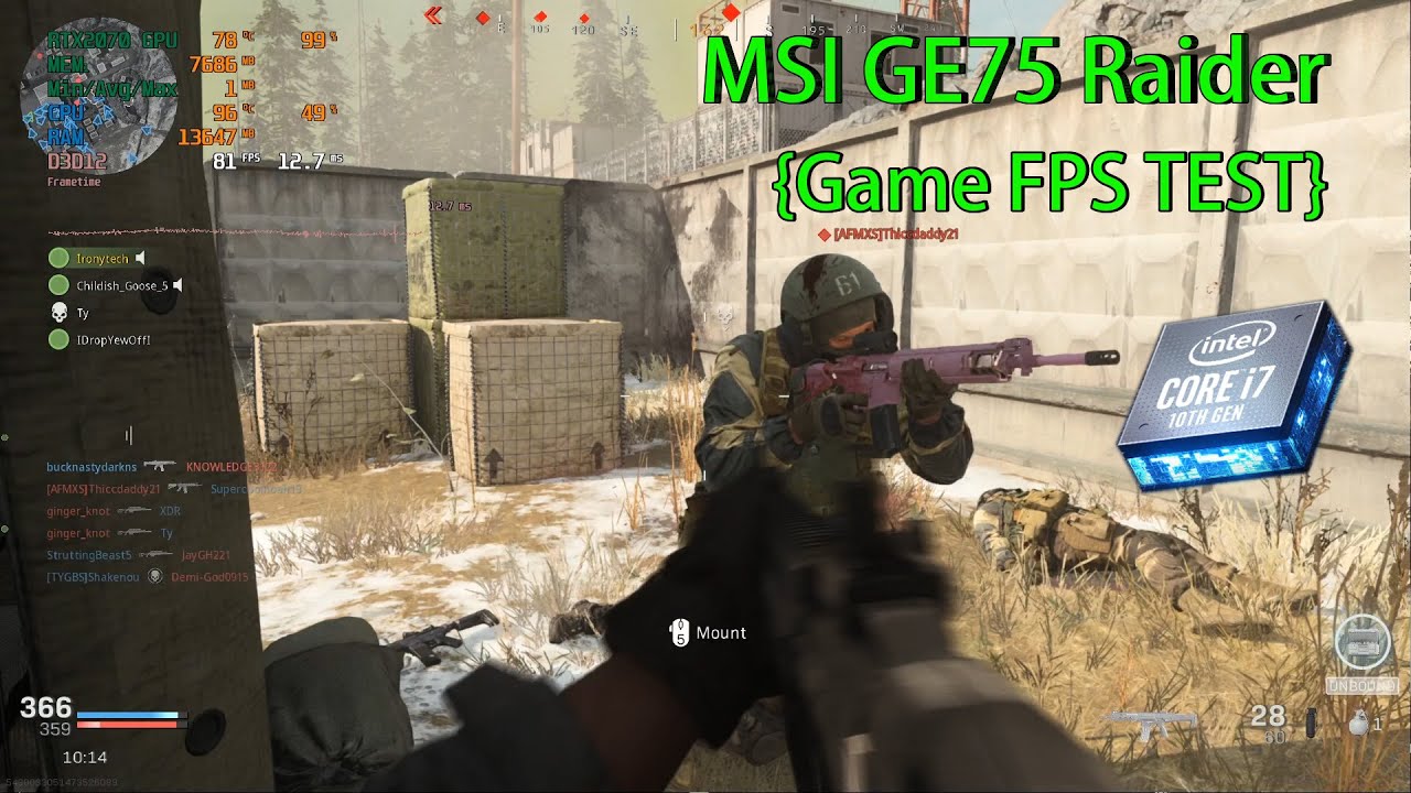 MSI GE75 Raider 10SF-019 2020 GAME TEST - Call of Duty Warzone Max-Setting