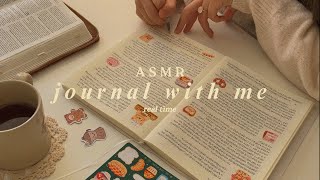 journal with me 🪶ASMR | 1hr fire crackles, soft piano music ☁️ screenshot 3