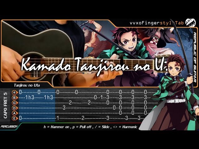 Demon Slayer: Kimetsu no Yaiba - Kamado Tanjirou no Uta - Fingerstyle Guitar Cover + TABS Tutorial class=