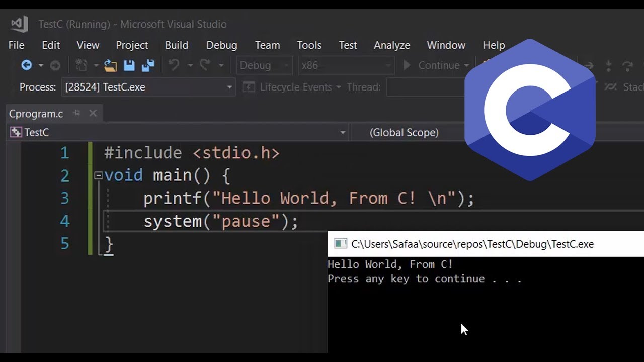 How to Create and Run C Program in Visual Studio - YouTube