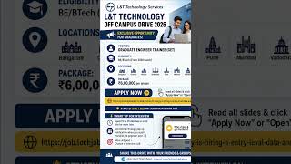 L&amp;T Technology Off Campus Drive 2026 | Graduate Engineer Trainee (GET) | ₹6 LPA Package | Apply Now