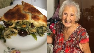 Pasta Grannies enjoys 96 year old Feni's escarole pizza pie!