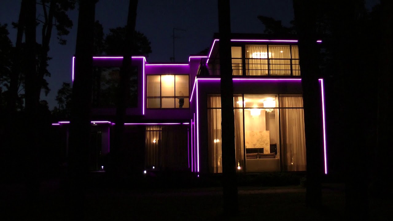RGB подсветка фасада дома - YouTube