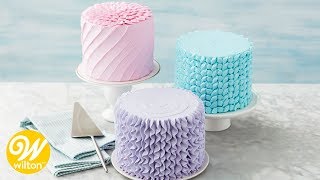 Stay sweet, subscribe: http://s.wilton.com/10vmhuv learn three
different ways to decorate a cake using piping tip 104! great for
large buttercream blo...