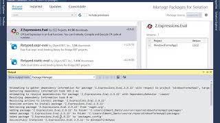 C# Eval Expression package for Arithmetic Equations Evaluating at runtime (Nuget setup ZZZ Projects)