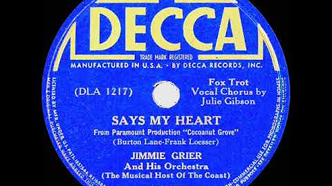 1938 Jimmie Grier - Says My Heart (Julie Gibson, v...