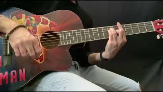 Custom Hand-Painted Classical Guitar – “Iron Man” Design, Cutaway Model with 3-Band Preamp