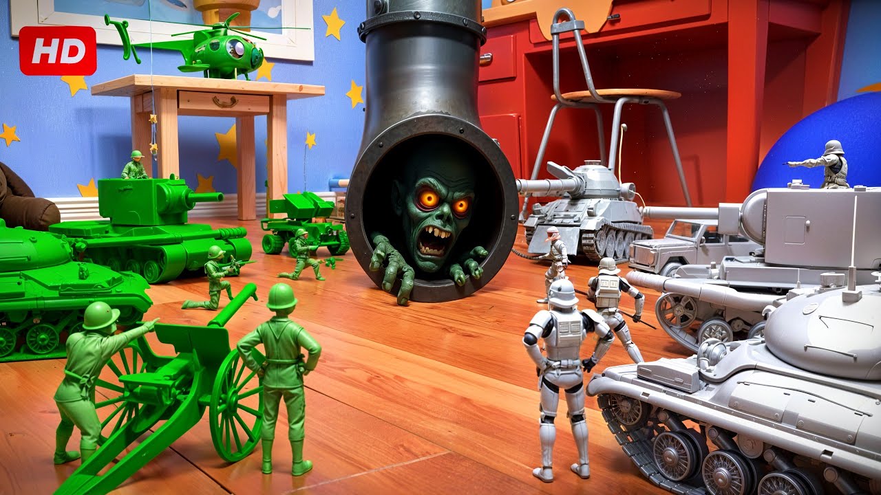 Green toy soldiers VS Zombies Vs Storm troopers...💀🚁 (The final battle)