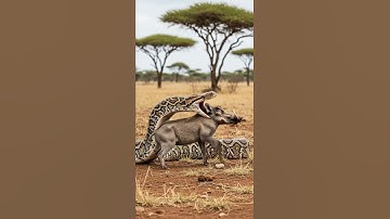Will the python manage to swallow the warthog in one bite #wildlife #nature #python