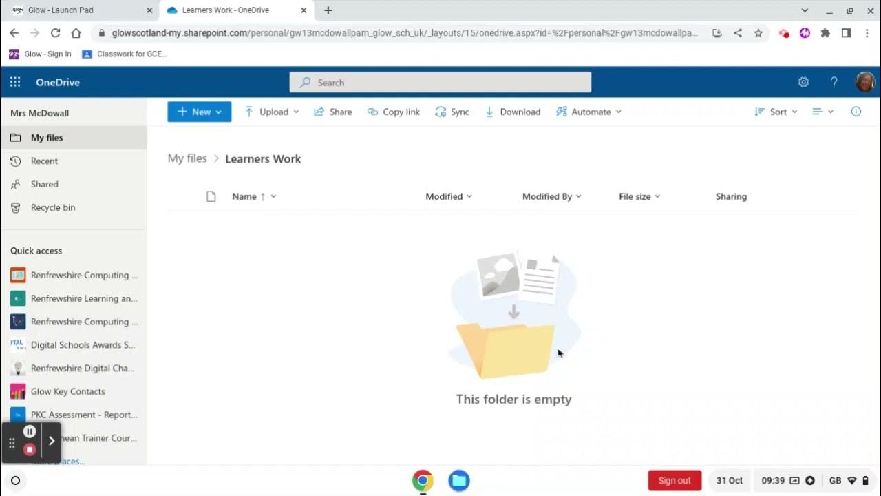 Saving Files on the Chromebook to your Microsoft OneDrive YouTube
