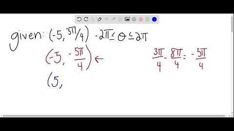 A point in a polar coordinate system has coordinates (-5,3 π/ 4) . Find all other polar coordina…