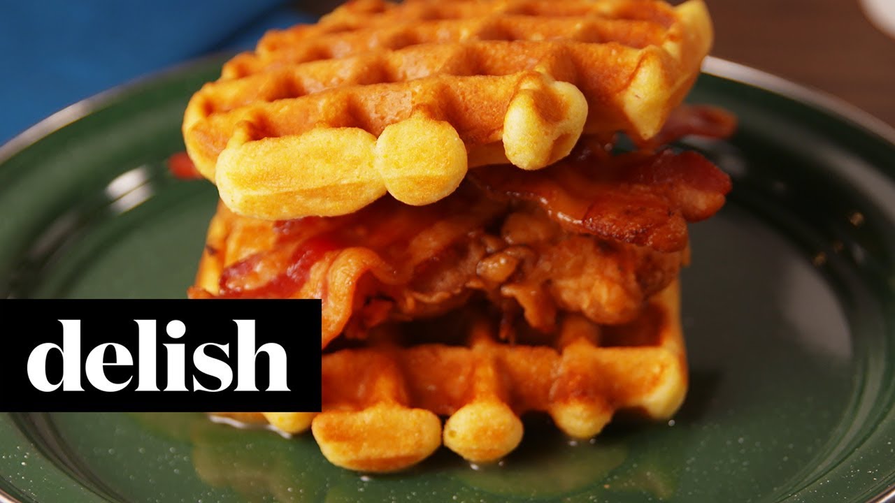 Best Maple Bourbon Chicken Waffle Sandwich Recipe Delish