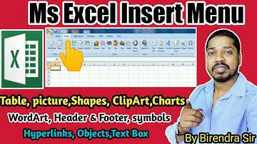 Ms Excel Insert Tab Functions in hindi|How to use Insert Tab in ms excel|Table picture shapes charts