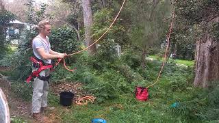 Climbing Video : Using 'Single rope technique' (SRT) , with prussic and friction saver.