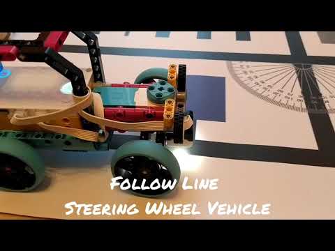 Lego SPIKE Prime - Follow line using a steering wheel car