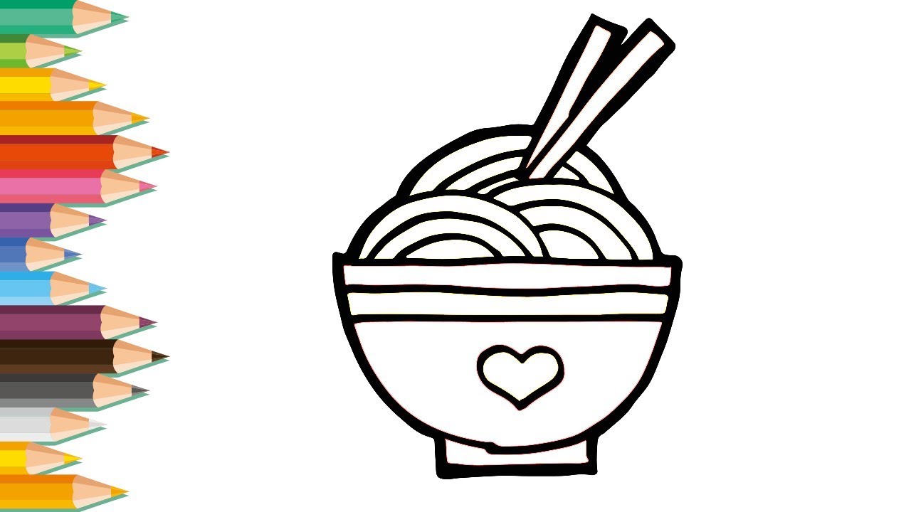 Drawing and Coloring a Noodles Bowl - Super Easy | Lovely Kids - YouTube