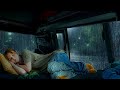 Listen to the rain on the camping car window in the night park for deep sleep - A Night Thunderstorm