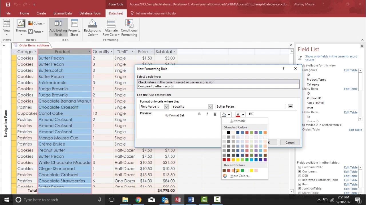 Ms Access 16 Apply Conditional Formatting Youtube