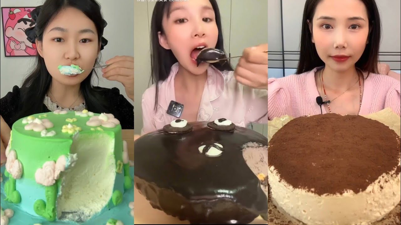 ASMR MUKBANG🤩Chinese Whipped Cream Cake, Chocolate Mousse Cake | Eating ...