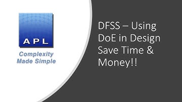 DFSS  - Using DoE in the Design process, save time and money!!