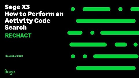 Sage X3 Support North America - How to perform an activity code search