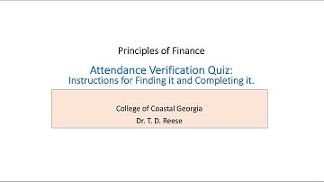 Attendance Verification Quiz: FINC 3100 (Spring)