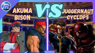 Akuma & Bison VS Juggernaut & Cyclops - Street Fighter VS X-MAN - Mugen Battle