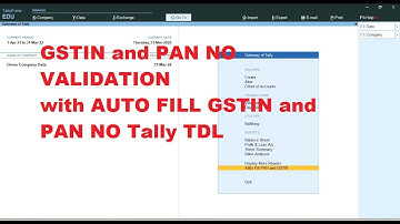 GSTIN and PAN NO validation Tally TDL with Auto fill PAN by GSTIN no
