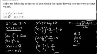 GCSE Maths - Quadratic Equations 6 (Completing the Square) Higher Mathematics (IGCSE) AS C1 Graphing