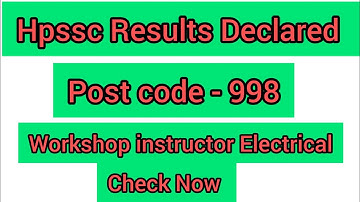 HPSSC Results Declared Post code 998 Workshop instructor Electrical Check Now #hpssc #result