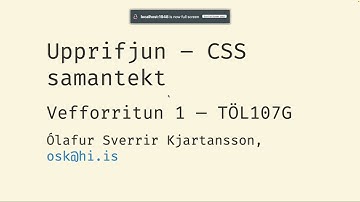 Vefforritun 1, 2025, fyrirlestur 13.2: CSS upprifjun