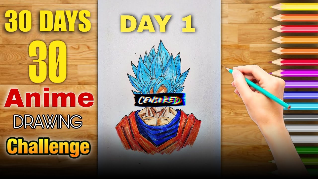 Day 1: 30 Days 30 Anime Drawing Challenge | Goku Super Saiyan Sketch ...