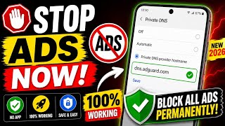 How to Stop Ads on Android Mobile 2026 | Block All Ads Without App (DNS Method)