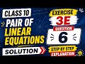 class 10 Exercise 3E Question Number 6 solution Step by step explanation Pair of linear equations