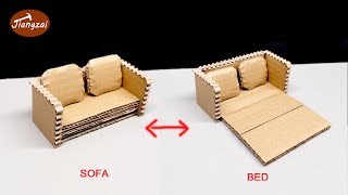 How to make a folding sofa bed with cardboard | DIY cardboard sofa