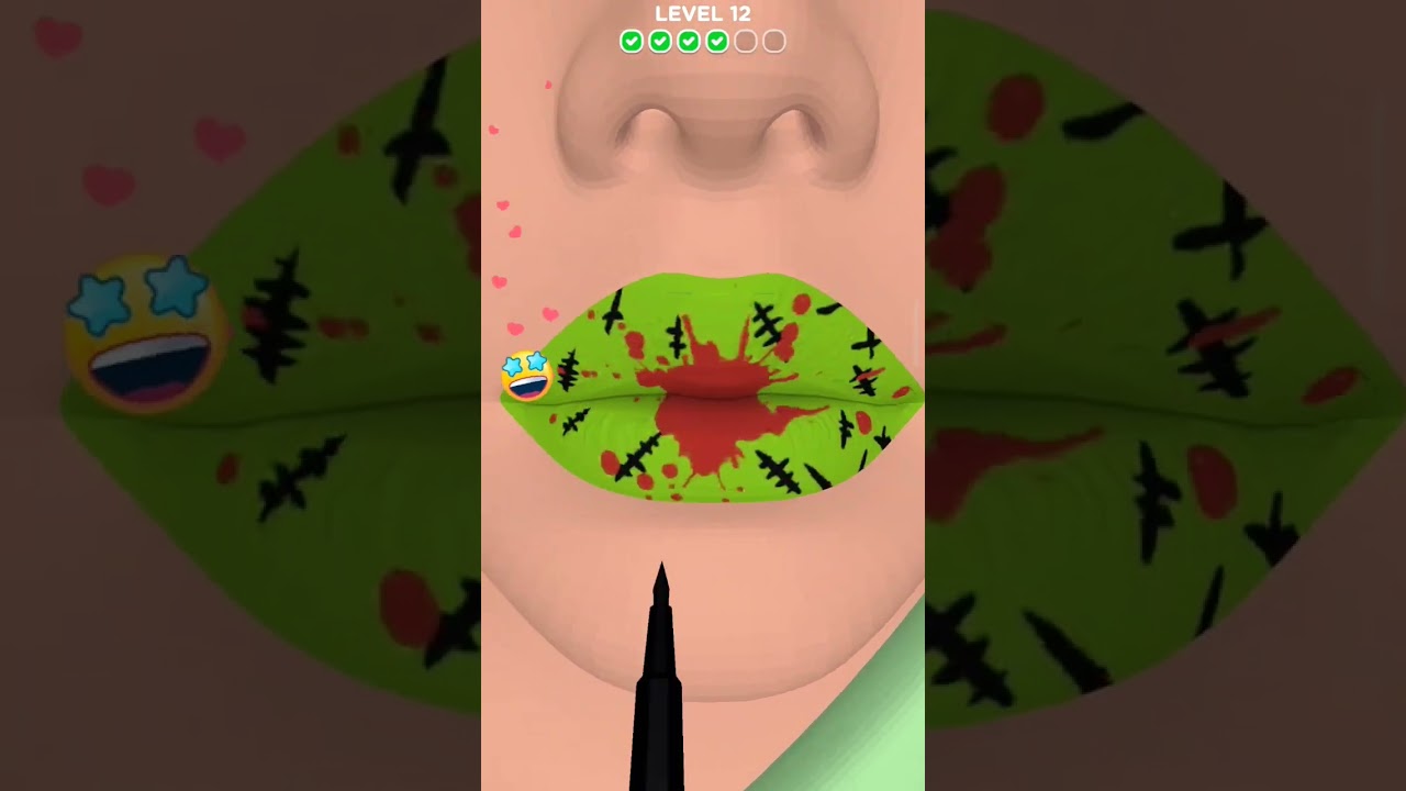 Lip Art 3D - Funny Green Lips - Game Play