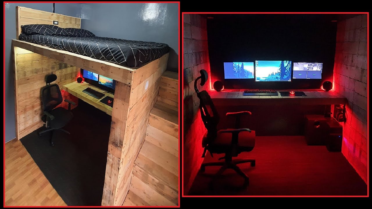 DIY Rustic Style Loft Bed / Gaming Area