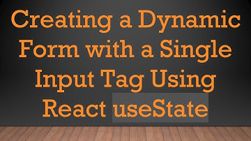 Creating a Dynamic Form with a Single Input Tag Using React useState