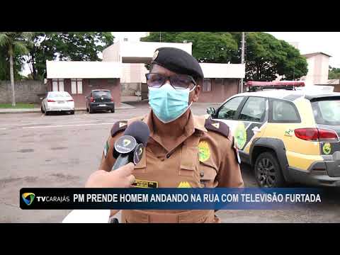 Em Campo mourão: Polícia Militar prende homem andando na rua com televisão furtada