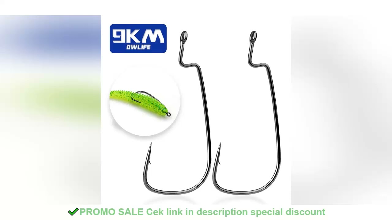 FishTrip EWG Hooks For Bass Fishing - 50pcs Offset Worm Hooks, Sizes 1/0 To 5/0, Carbon Steel For Freshwater & Saltwater