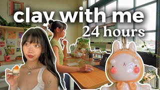 sculpting as much as i can in 24 hours ✿ clay \& glaze with me! | small business diaries #studiovlog