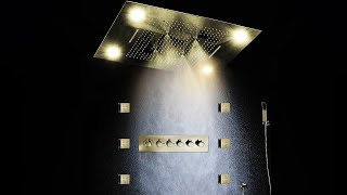 Brushed Gold Romantic Environment LED Shower Head With Body Jet Hand Held Shower - BS9640BG