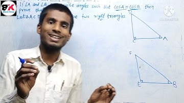 If angle A and angle B are acute angles such that cosA=cosB, then prove that angle A=angle B