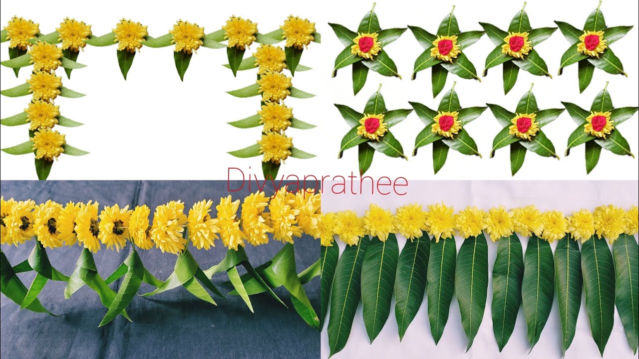 4 Different mango leaf toran decoration/mango leaf decoration/mango ...