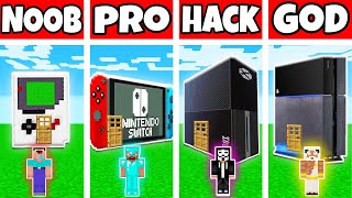 Minecraft: GAME CONSOLE HOUSE BUILD CHALLENGE - NOOB vs PRO vs HACKER vs GOD in Minecraft